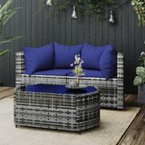 Maison Chic Seti vrtnega pohištva - Vrtna garnitura - Vrtni pohištvo set 3-delna z blazinami siv poli ratan, (21809808) | Shoptok.si