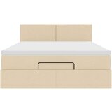  Otomanski krevet s madracem krem 140x190cm od tkanine | shoptok.hr