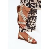 Boto Ladies leather sandals on flat heel Zazoo 3688 gold | ePonuda.com