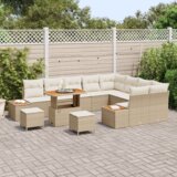 vidaXL 12-dijelni Vrtni Sofa Set s Jastucima Bež Poliratan Akacija | shoptok.hr