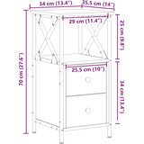 vidaXL Noćni ormarići 2 kom Staro drvo 34x35 5x70 cm Konstruirano drvo | shoptok.hr