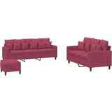  3-dijelni set sofa s jastucima crvena boja vina baršunasti | shoptok.hr