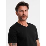 Ombre BASIC men's classic cotton T-shirt with a crew neckline - black | Shoptok.si