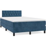 vidaXL Krevet s oprugama i madracem LED tamnoplavi 120 x 190 cm baršun | shoptok.hr