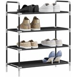  Stalak za cipele s 4 police od metala i netkane tkanine crni | shoptok.hr