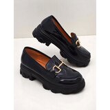 Resti Patent Leather Women's Loafers with Decoration Black Velvet | Shoptok.si