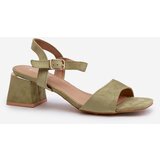 EVENTO Women's Sandals on Block Heel in Green Eco Suede Leisha | shoptok.hr