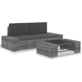 The Living Store Vrtna sedežna garnitura 3-delna poli ratan siva - Vrtna Sedežna Garnitura, (21478504) | Shoptok.si