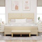 vidaXL Krevet s kutijom s madracem i klupom krem 180x200 cm tkanina | shoptok.hr