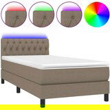  Krevet box spring s madracem LED smeđesivi 90x200 cm tkanina | shoptok.hr