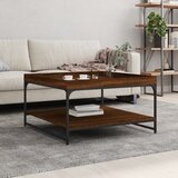 vidaXL Klubska mizica rjav hrast 80x80x45 cm inženirski les in železo Cene