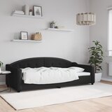 vidaXL Raztegljiva postelja črna 90x200 cm blago Cene
