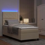  Krevet s opruga kutije s LED trakama Krema 90 x 190 cm tkanina | shoptok.hr