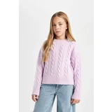 Defacto Girl Lilac Regular Fit Crew Neck Hair Knitted Sweater