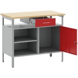  Radni stol s ladicama s policom Crvena i siva 100 x 55 x 85 cm | shoptok.hr