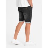 Ombre Men's denim shorts with rolled up leg - black | shoptok.hr