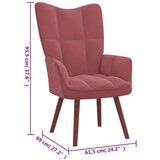  Stol za sproščanje s stolčkom roza žamet, (20821697) | Shoptok.si