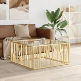 The Living Store Klubska mizica 100x100x50 cm nerjaveče jeklo in steklo - Klubska Mizica, (21575289) | Shoptok.si