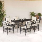  7-dijelni vrtni blagovaonski set s jastucima crni od poliratana | shoptok.hr