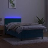 Krevet box spring s madracem LED tamnoplavi 90x200 cm baršun | Eponuda.com