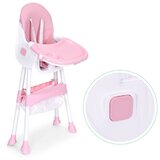 ECO TOYS Dječja stolica za hranjenje s pladnjem i košarom, pojas na 5 točaka, roza, | shoptok.hr
