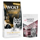Wolf of Wilderness 12 kg suhe hrane + Snack gratis! - JUNIOR "Rocky Canyons" govedina iz proste reje - brez žit + Leafy Willows - teletina & piščanec Cene