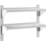  Zidna polica s 2 razine 75x23,5x60 cm srebrna nehrđajući čelik | shoptok.hr