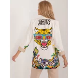 Fashion Hunters Cream jacket with print on the back