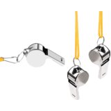  Metalna sudačka zviždaljka na vezici 40cm - srebrno/žuta | shoptok.hr