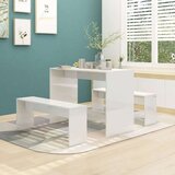 vidaXL 3-dijelni blagovaonski set visoki sjaj bijeli od iverice | shoptok.hr