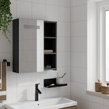  Kupaonski ormarić s ogledalom i LED svjetlom crni 45x13x52 cm | shoptok.hr