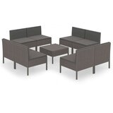  Vrtna sedežna garnitura 9-delna z blazinami poli ratan siva, (20675481) | Shoptok.si