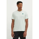 Adidas Bombažna kratka majica Essentials moška, zelena barva, IX0119