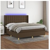 vidaXL Box spring postelja z vzmetnico LED temno rjava 180x2 | Shoptok.si