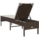  Ležaljka za sunčanje s jastukom smeđa 55x200x44 cm poli ratan | shoptok.hr