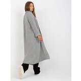 Fashion Hunters Gray maxi cardigan with the addition of OH BELLA wool Cene