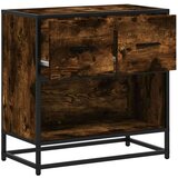vidaXL Nočna omarica dimljeni hrast 60x31x60 cm inž. les in kovina | Shoptok.si