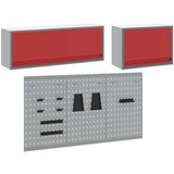  5-delni omarica za orodje in set pegboard, stenska montaža, rdeča kovina, (22048524) | Shoptok.si