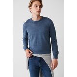 Avva Men's Indigo Knitwear Sweater Crew Neck Anti-Pilling Standard Fit Regular Cut cene