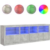 vidaXL Komoda s LED svjetlima siva boja betona 202x37x67 cm | shoptok.hr