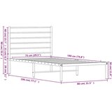  Metalni okvir za krevet s uzglavljem crni 75x190 cm | shoptok.hr