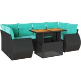 vidaXL Vrtna garnitura - 7-dijelni set vrtnih sofa od poliratana s jastucima crni - Crna sa spremištem 1 | shoptok.hr