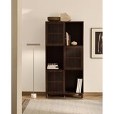 Kave Home Temno rjav regal v orehovem dekorju z drsnimi vrati 84,5x170x42,5 cm Beyla – | Shoptok.si