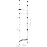 vidaXL Teleskopski garderobni sistem s palicami in polico iz aluminija | Shoptok.si
