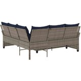 vidaXL Kavč kavč v obliki črke L z blazinami Grey Poly Rattan | Shoptok.si