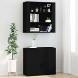  Visoka omara črna inženirski les, (20653290) | Shoptok.si