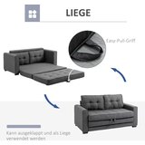 Kauč na razvlačenje dvosjed tkanina nalik lanu kaučukovo drvo siva 147 5x75x85 cm | shoptok.hr