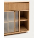 Kave Home Vitrina v hrastovem dekorju z drsnimi vrati v naravni barvi 200x80x40 cm Helvine – | Shoptok.si
