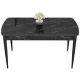 Hanah home trpezarijski sto na razvlačenje Eva, 132 × 80 cm (razvučen 170 cm), ploča u dekoru crnog mermera, crne noge Cene
