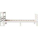  Posteljni okvir z vzglavjem bel 90x200 cm trdna borovina, (21304157) | Shoptok.si